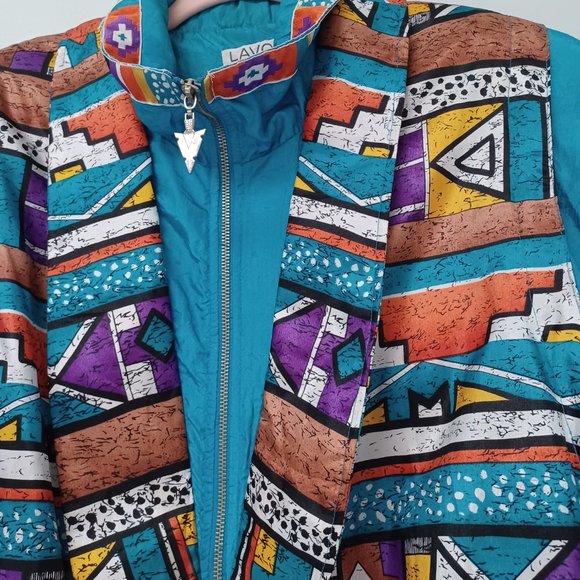Vtg 80s 90s Lavon Windbreaker Track Jacket, Tribal, Native, Aztec , Size PL - Picture 5 of 16